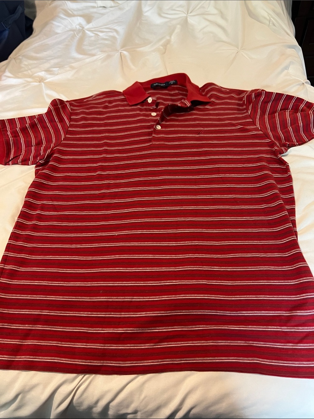 Nautica Red Striped Polo Shirt